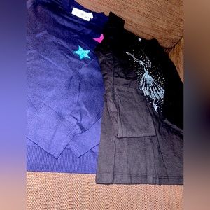 Navy Blue Star sweater / black ballerina long sleeve shirt size 10